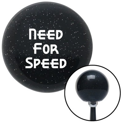 White Need For Speed Black Metal Flake Shift Knob w/ M16x1.5 Insert Shifter
