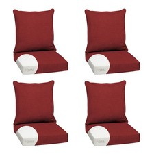 Outdoor Deep Seat Cushion Set 4 Pack 24x24 Ruby Red Foam Arden