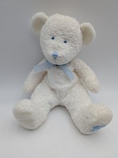 Russ Moonbeam Teddy Bear Plush White Blue Rattle 13 Inch Stuffed Animal Toy