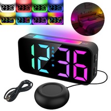 RGB Digitalwecker mit Vibrationskissen Dimmbar Laut LED Display f&uuml;r Tiefschl&auml;fer