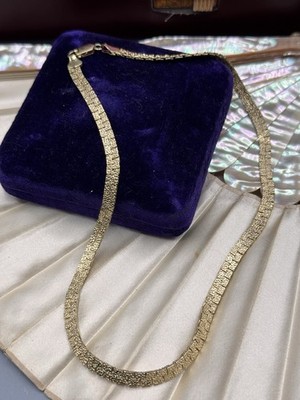 Goldtone Omega Necklace 16  Double Sided Nugget Pebble Articulated