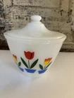 New ListingVintage 1950's Fire King Tulip Grease Bowl Drip Jar w/ Splatter Proof Lid