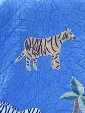 The Company Store Quilted Embroidered Animal Quilt 84x66 Reversible 100% Cotton