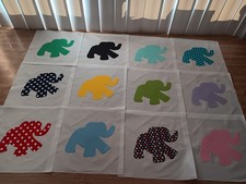 SET OF 12   CUTE ELEPHANT  APPLIQUED   QUILTING  BLOCKS  10 INCH