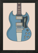 Gerahmtes Wandbild Pelham blau solide Gitarre Poster Leinwanddruck Bild
