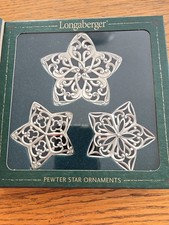 Longaberger 2001 Pewter Star Christmas Ornaments 77623