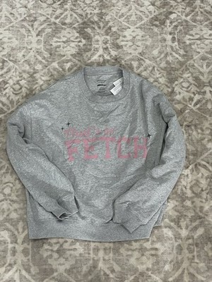 American Eagle Mean Girls Sweater Women s Sz Small Gray Pink That s So Fetch