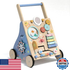 Ocean Wooden Baby Walker Activity Center Montessori 18m Safe First Steps