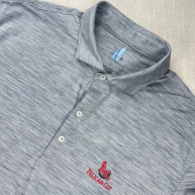 Johnnie-O Polo Shirt Mens Large Grey Pelican Cup Performance Space Dye Heather