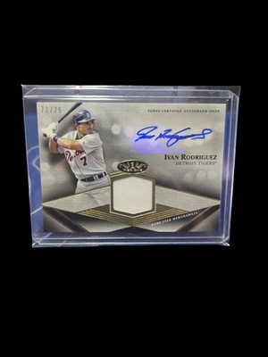 2022 Topps Tier One IVAN RODRIGUEZ Game Used Patch Auto /75 Detroit Tigers