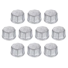 10 Pcs 3/4" Octagon Head Steel Threaded Pipe Fitting Caps, Silver