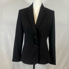 Tahari ASL notched two button black blazer size 6