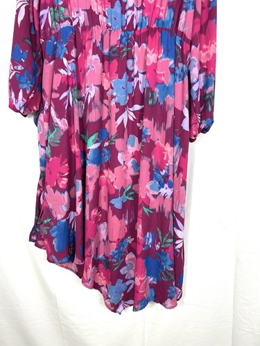 Time & True Damen Langarm Midikleid Größe 3X Bunt Blumen Kunst Cocktail - Bild 6 von 16