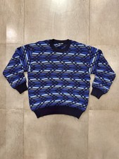 Issey Miyake Vintage 90s Blue Wool Blend Relief Knit Crewneck Sweater, Men  s M