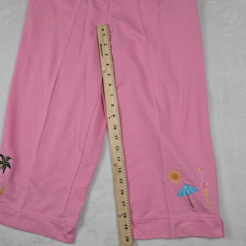Breckenridge Petite Women's Medium Pink Striped Beach Embroidered 2 Piece Set - Picture 12 of 16