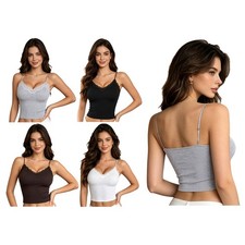 Women Tank Top Spaghetti Straps Camisole Comfy Vest Party Cami Ribbed Stretchy
