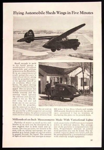 1946 ConvAirCar Ted Hall FLYING CAR Convair Model 118 prototype article