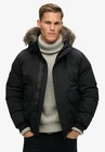 Superdry Jacket Bomber Faux Fur Padded Winter Coat Full Zip Everest Black