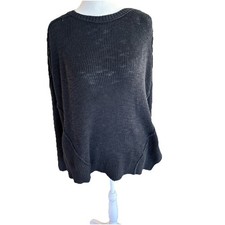 Michael Stars Women's Black Cotton Hoodie Crew-Neck Long Sleeve Size M/L