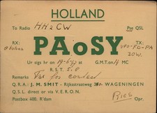 QSL radio card PA0SY 1947 Wageningen Netherlands J M Smit