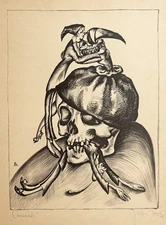 Gyula ZILZER - Carnival. 1924. Lithograph, Signed. ALLEGORIES. EXPRESSIONIST