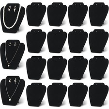 24 Pack 21cm Black Velvet Necklace Holder Jewelry Organizer Set for Jewelry S...