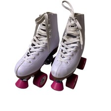Chicago Women girl Classic Quad Roller Skates Sz 6 White Pink Rink Style
