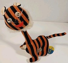 Vtg 1960s Dakin Dream Pets MOD Tiger Velveteen Stuffed Sawdust Japan With Tag