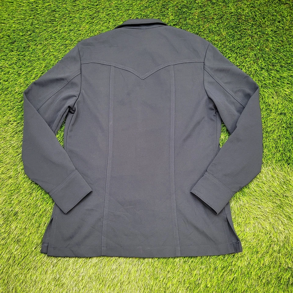 Vintage 80s LEE Hippie Western Shirt S/M 19x28 Blue Pearl-Snap - Image 2 of 4