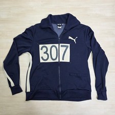 Vintage 90s Quarks Puma Full Zip 307 Navy Jersey Sweatshirt Jacket Size XL