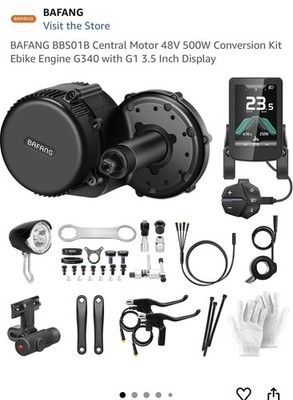 BAFANG BBS01B Central Motor 48V 500W Conversion Kit Ebike Engine G340 with G1 3