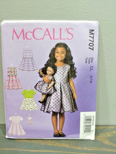 McCall's 7707 Girl's Dresses Size 6-7-8 Matching 18 Inch Doll Pattern Uncut