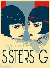 GLAMOUR GATSBY SISTERS G ART NOUVEAU VINTAGE PRINT  POSTER 1920s painting