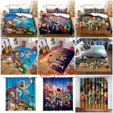 Toy Story 3D Bedding Set Duvet Cover Bedroom Floor Mat Carpet Curtain Kids Gift