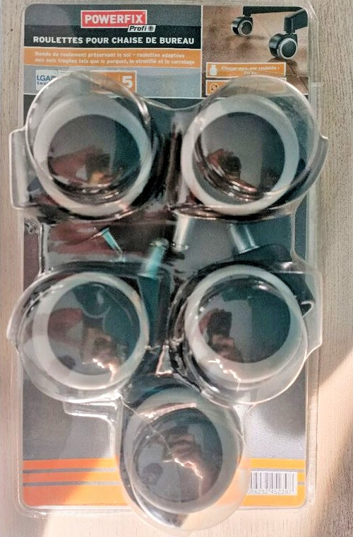 Roulettes de Bureau 360° POWERFIX 11mm Idéales pour le Télétravail à la Maison