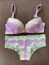 NEW Victoria's Secret Tease Push Up Bra  Cheeky Panty Set Pink Yellow