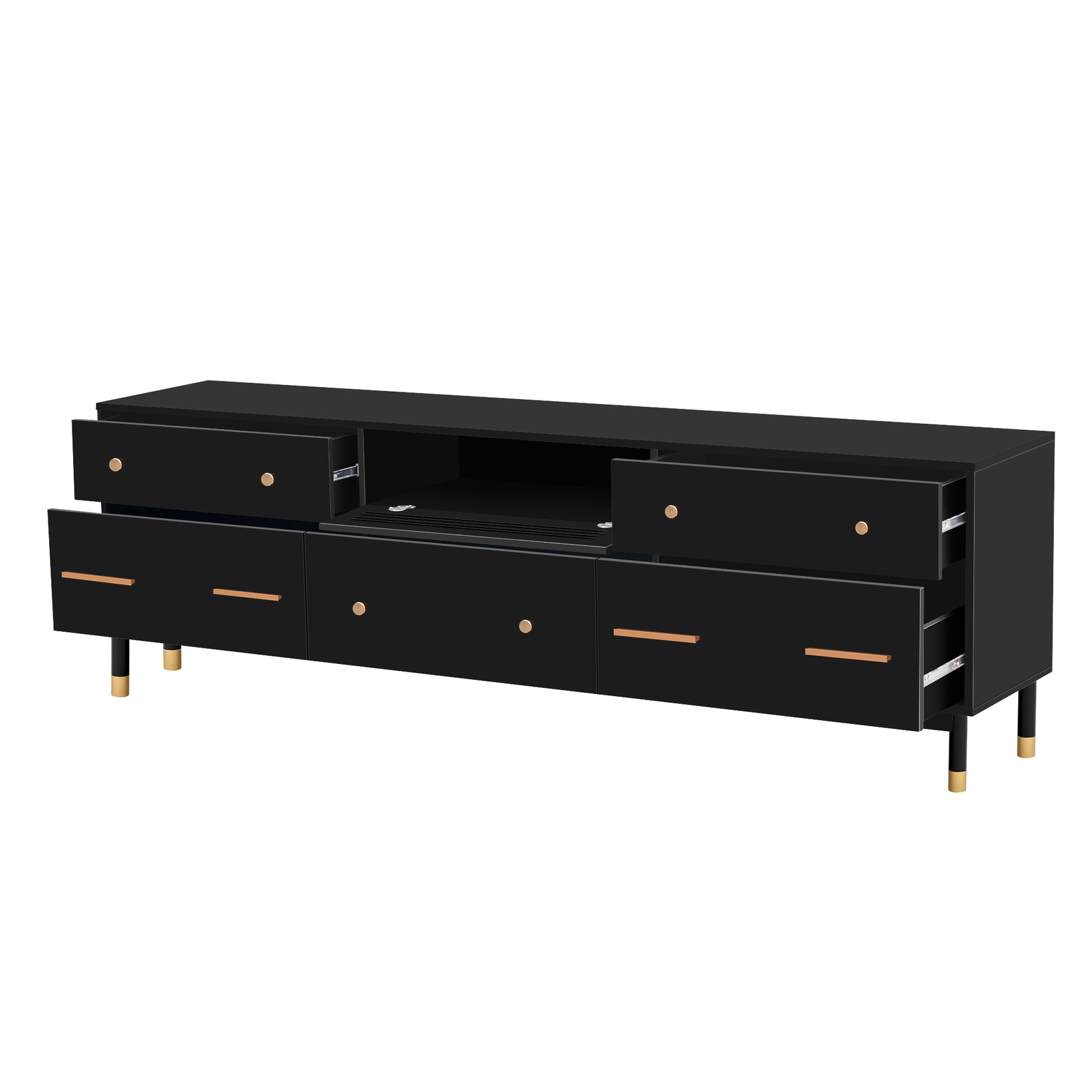 TV Stand for TVs Up to 85", Wood TV Media Console with 1 and 5