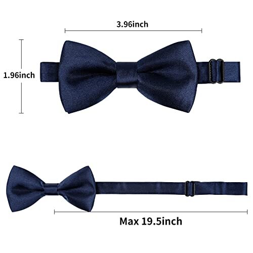 Solid Banded Adjustable Length Pre-tied Boy's Bow Tie Solid Dark Navy - Bild 4 von 6