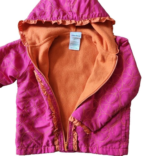 💖 Okie Dokie Girls' Pink Hooded Fall/Spring Jacket Coat - Size 3, Fleece Lined - Picture 5 of 9