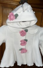 ADORABLE Baby Toddler Mack  Co. Ivory Fleece w/Roses - Sz. 18 Mo. Jacket w/Hat