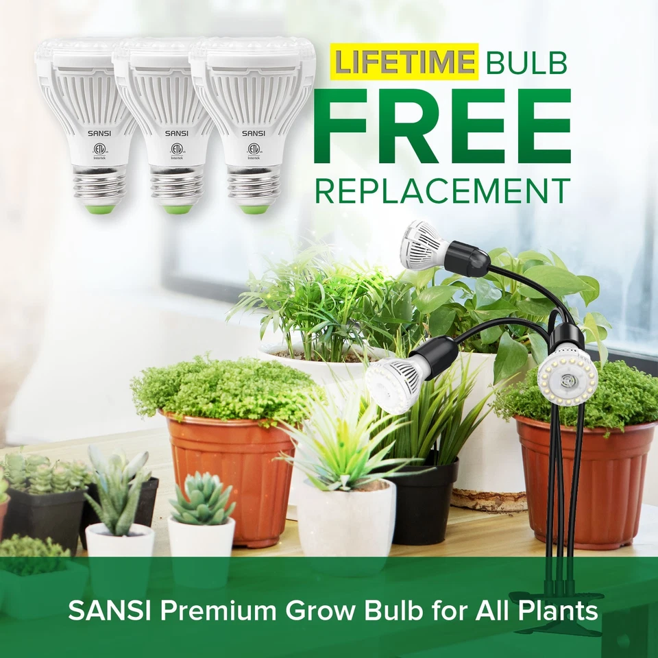 Luz LED para Crecimiento de Plantas SANSI 450W Espectro Completo 3 Cabezas Cuello de Ganso Plántulas Luz Foto 2 de 4