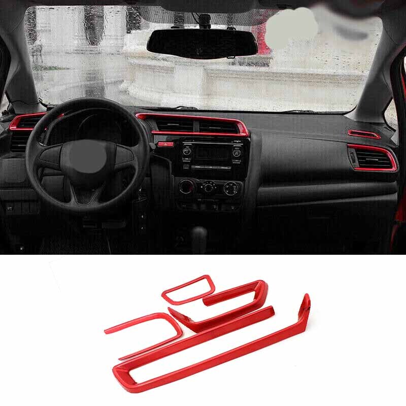 Central Console Air Outlet Vent Frame 4* Bright Red 2014-2020 For Honda Fit Jazz