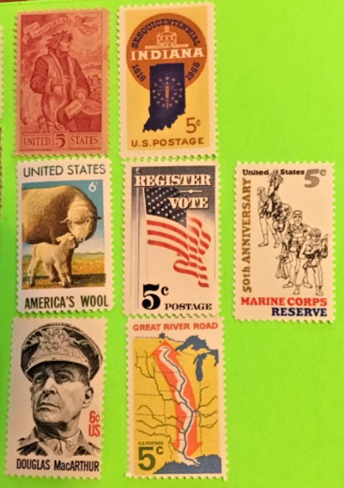 Historical Lot of 15 1946-1971 unused 5 & 6 cent US stamps & LOW SHIP - Image 3 of 4