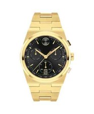 Movado BOLD Quest Chronograph 42mm Black Dial Gold Stainless Steel Watch 3601198