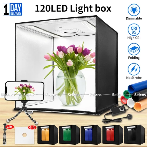 24" Large LED Photo Light Box Tent Cube Portable Photography 60x60cm PULUZ