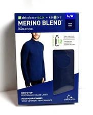 Paradox Men's Merino Blend Drirelease Performance Base Layer Shirt/Top - Navy