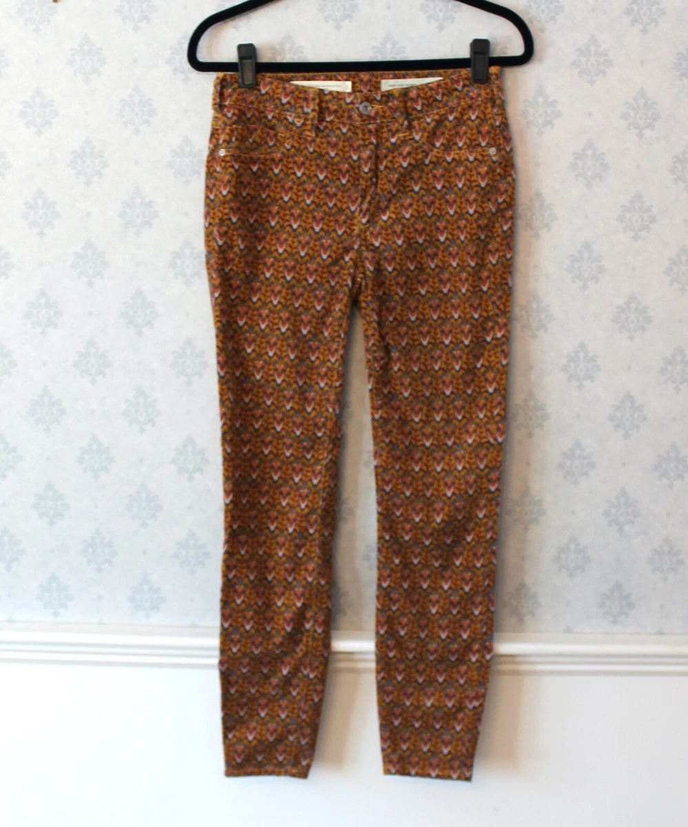 Women s Pilcro The Letterpress Orange Floral Velvet Skinny Pants