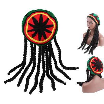 Neuheit Reggae Jamaican Fancy Dress Hat Mit Dreadlocks Rasta Party Kostümkappen