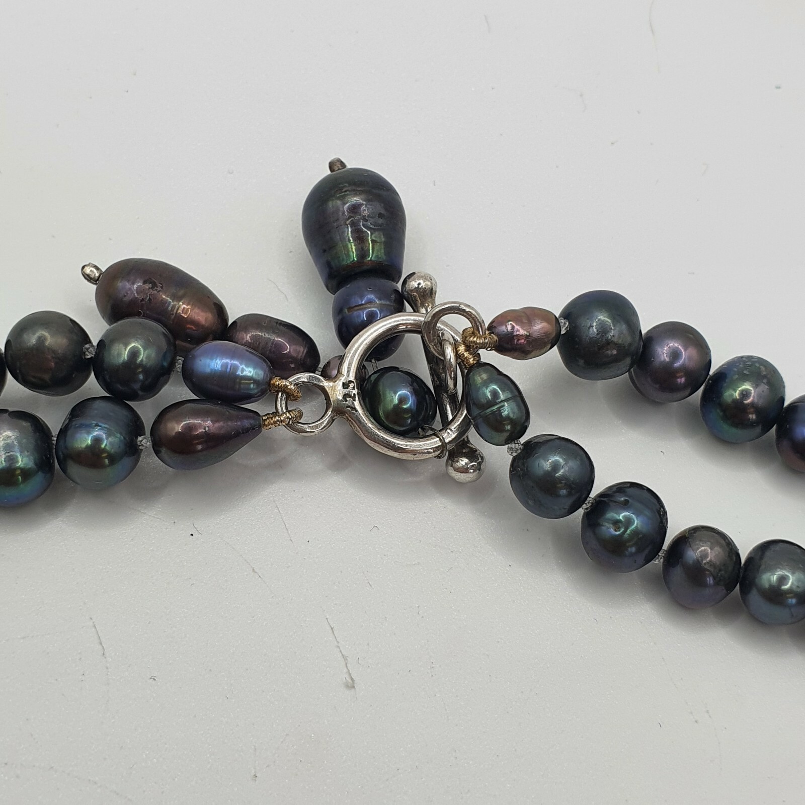 Photo 10 of Genuine Pearl Necklace Choker, Double Row 16-18inch With Silver Clasp N76