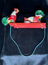 Vintage Tin Hand operated Mechanical Toy Pecking Feeding Chickens